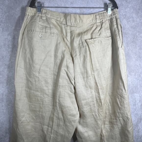 Godbody Linen Pants Mens Size‎ XL Tan Straight Leg Pleated Front Vacation Resort - Picture 4 of 11
